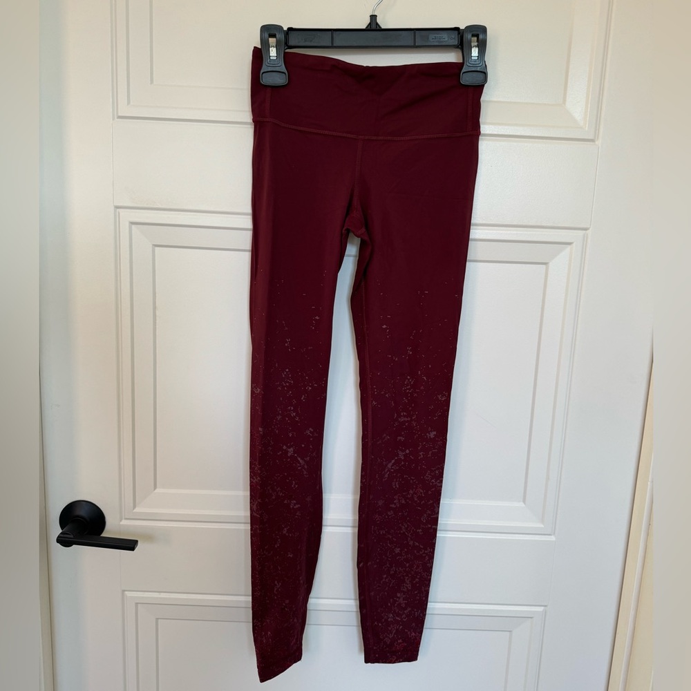 Red Crushed Velvet Detailed Leggings